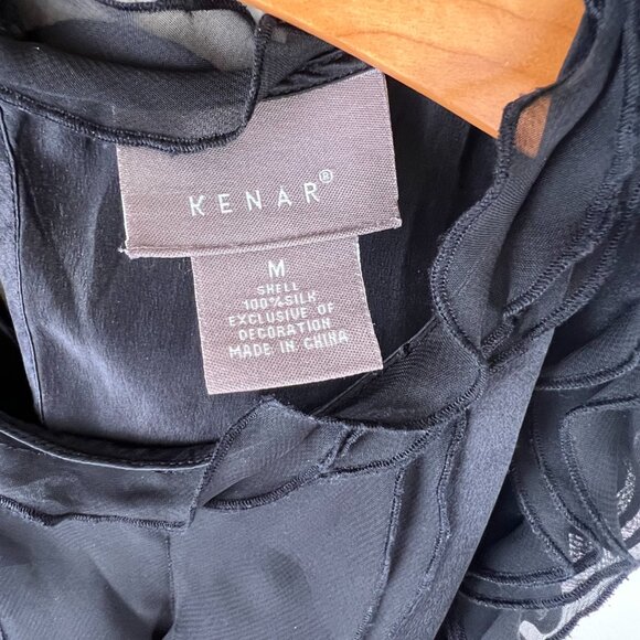 KENAR Silk Ruffled High Neck Blouse in Black - Picture 10 of 10